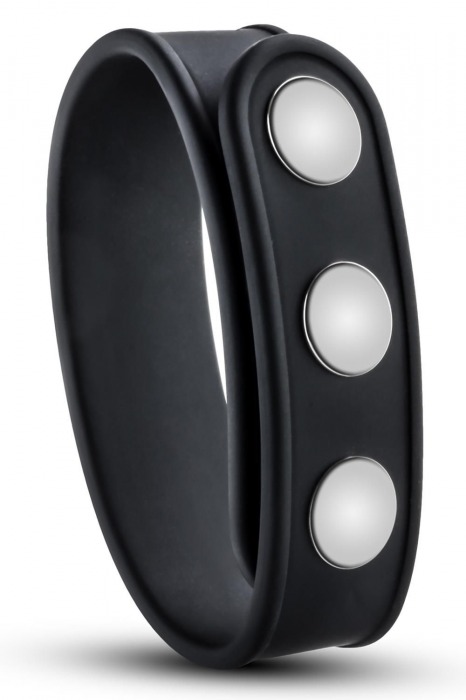 Черное эрекционное кольцо на кнопках - Blush Novelties - в Белгороде купить с доставкой