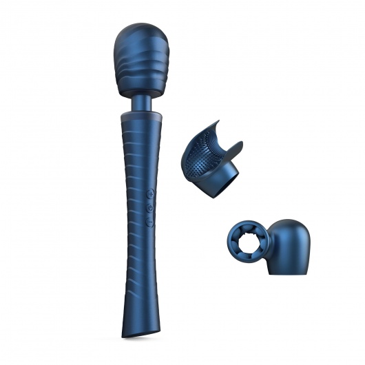 Синий вибромассажёр с насадками Man.wand Edgy - Manwan - в Белгороде купить с доставкой