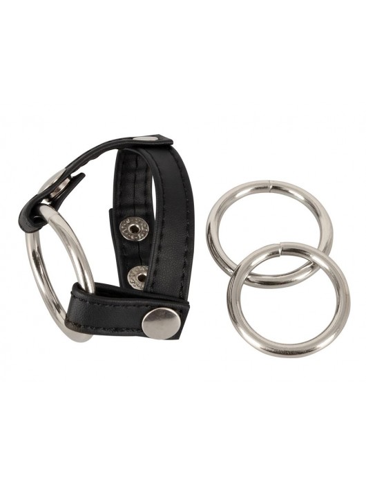 Подхват для мошонки с 3 съемными эрекционными кольцами Leder-Riemen - Orion - в Белгороде купить с доставкой