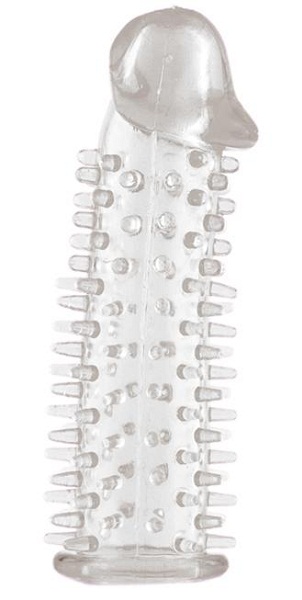 Прозрачная насадка на половой член с закрытой головкой и шипами - 12,5 см. - Toyfa Basic - в Белгороде купить с доставкой