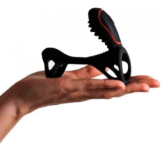 Чёрная насадка на фаллос Gladiator + LRS  с трехкнопочным пультом управления - Adrien Lastic - в Белгороде купить с доставкой