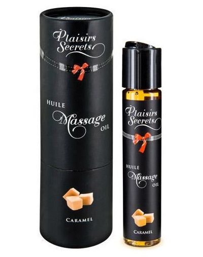 Массажное масло с ароматом карамели Huile de Massage Gourmande Caramel - 59 мл. - Plaisir Secret - купить с доставкой в Белгороде