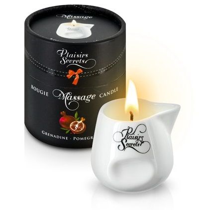 Массажная свеча с ароматом граната Bougie de Massage Gourmande Grenadine - 80 мл. - Plaisir Secret - купить с доставкой в Белгороде