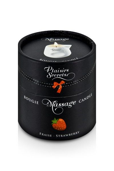 Массажная свеча с ароматом клубники Bougie de Massage Gourmande Fraise - 80 мл. - Plaisir Secret - купить с доставкой в Белгороде