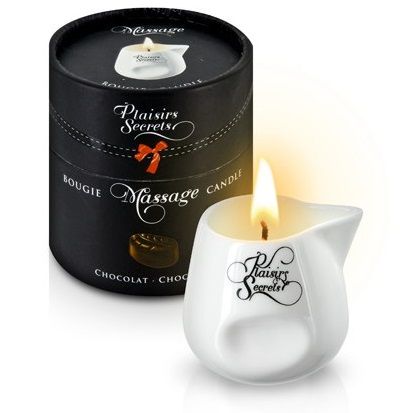 Массажная свеча с ароматом шоколада Bougie de Massage Gourmande Chocolat - 80 мл. - Plaisir Secret - купить с доставкой в Белгороде