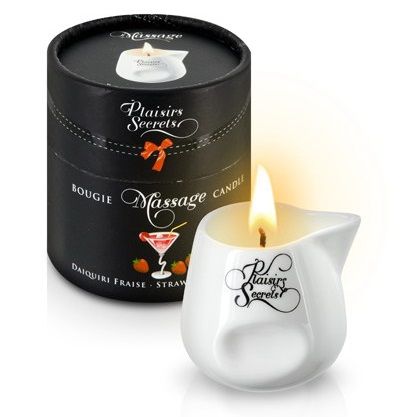Массажная свеча с ароматом клубничного дайкири Bougie de Massage Daikiri Fraise - 80 мл. - Plaisir Secret - купить с доставкой в Белгороде