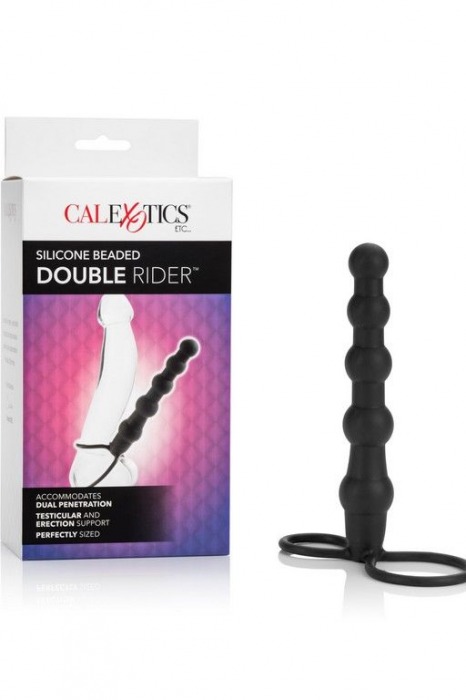 Насадка на пенис для двойного проникновения Silicone Beaded Double Rider - 14 см. - California Exotic Novelties - в Белгороде купить с доставкой