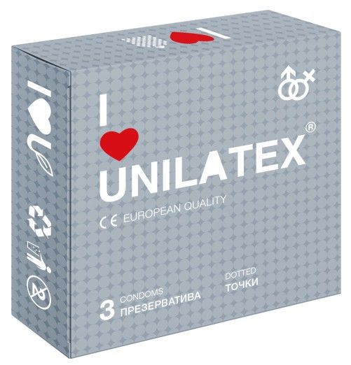 Презервативы с точками Unilatex Dotted - 3 шт. - Unilatex - купить с доставкой в Белгороде