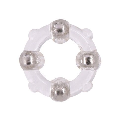 Эрекционное кольцо с 4 бусинами MENZSTUFF STUD RING CLEAR - Dream Toys - в Белгороде купить с доставкой