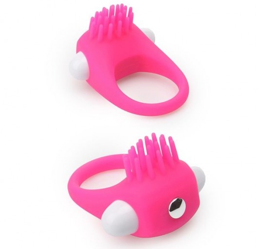 Розовое эрекционное кольцо с щеточкой LIT-UP SILICONE STIMU RING 5 - Dream Toys - в Белгороде купить с доставкой