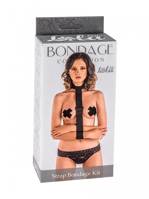 Ошейник с длинной лентой и наручниками Strap Bondage Kit One Size - Lola Games - купить с доставкой в Белгороде