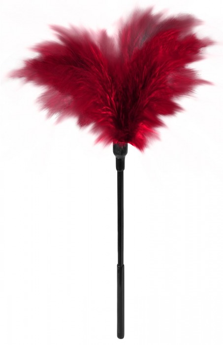 Пластиковая метелочка с красными пёрышками Small Feather Tickler - 32 см. - Blush Novelties - купить с доставкой в Белгороде