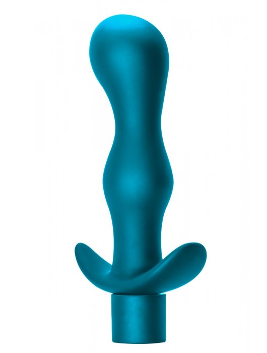 Бирюзовая фигурная анальная пробка с вибрацией Passion - 14 см. - Lola Games
