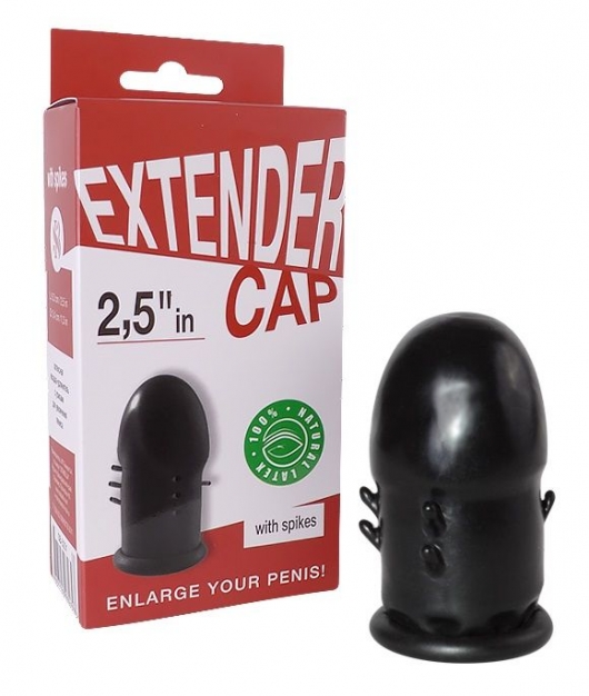 Чёрный латексный удлинитель пениса 2.5 in с шипиками - Sitabella - в Белгороде купить с доставкой