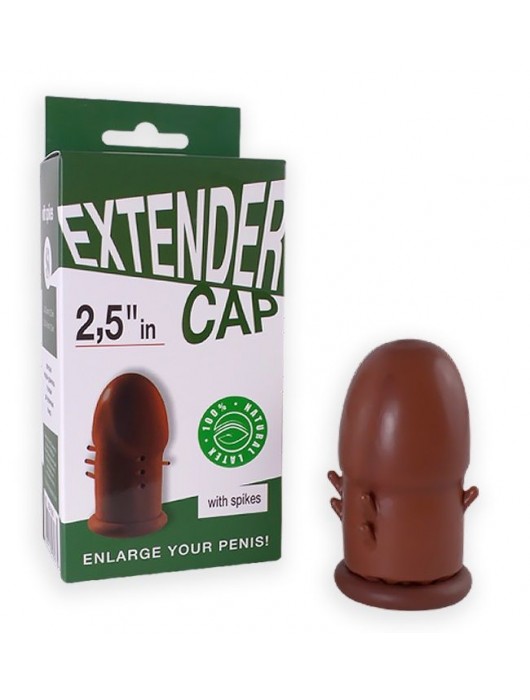 Коричневый латексный удлинитель пениса 2.5 in с шипиками - Sitabella - в Белгороде купить с доставкой