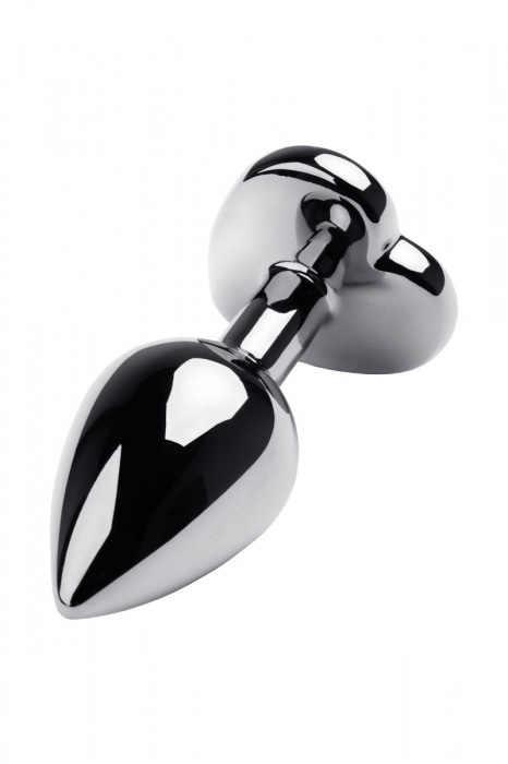 Серебристая анальная пробка с прозрачным кристаллом-сердцем - 8 см. - ToyFa - купить с доставкой в Белгороде