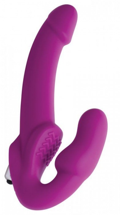 Ярко-розовый безремневой вибрострапон Evoke Vibrating Strapless Silicone Strap-on Dildo - XR Brands - купить с доставкой в Белгороде