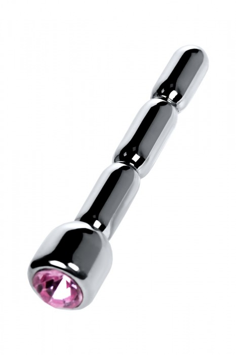 Серебристый уретральный плаг со стразом - 7 см. - ToyFa - купить с доставкой в Белгороде