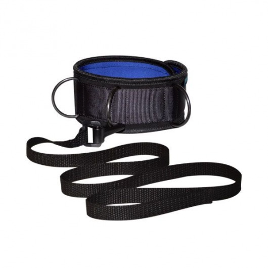 Чёрно-синий неопреновый ошейник с поводком - Sitabella - купить с доставкой в Белгороде