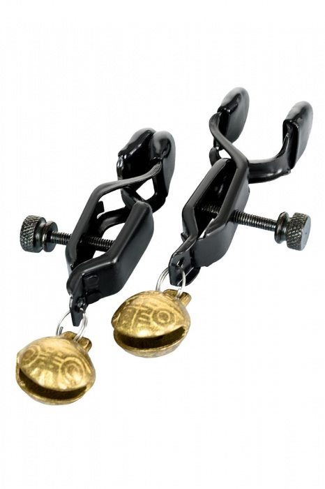 Черно-золотистые зажимы для сосков TOYFA Theatre - ToyFa - купить с доставкой в Белгороде