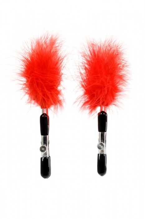Зажимы для сосков с красным пухом Theatre - ToyFa - купить с доставкой в Белгороде