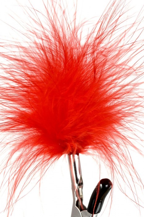 Зажимы для сосков с красным пухом Theatre - ToyFa - купить с доставкой в Белгороде