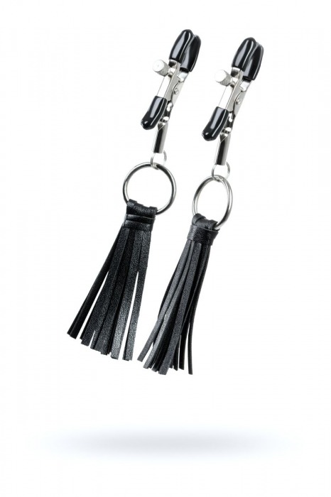 Черно-серебристые зажимы для сосков Theatre с кисточками - ToyFa - купить с доставкой в Белгороде